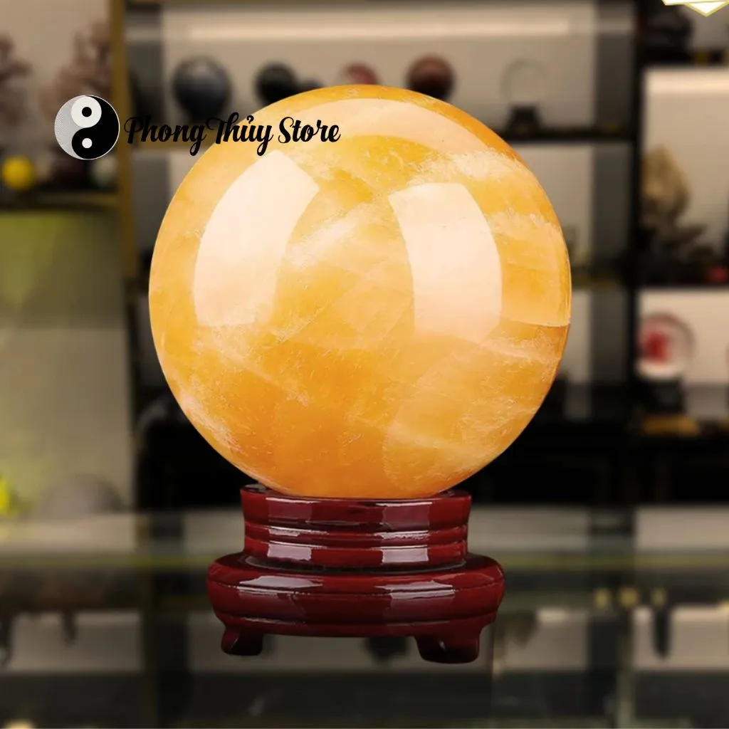 Giá Ưu Đãi Quả Cầu Phong Thủy Đá Ngọc Hoàng Long (Onyx) Vàng 1,5kg