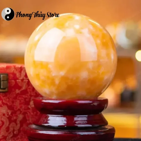 Giá Ưu Đãi Quả Cầu Phong Thủy Đá Ngọc Hoàng Long (Onyx) Vàng 1,5kg